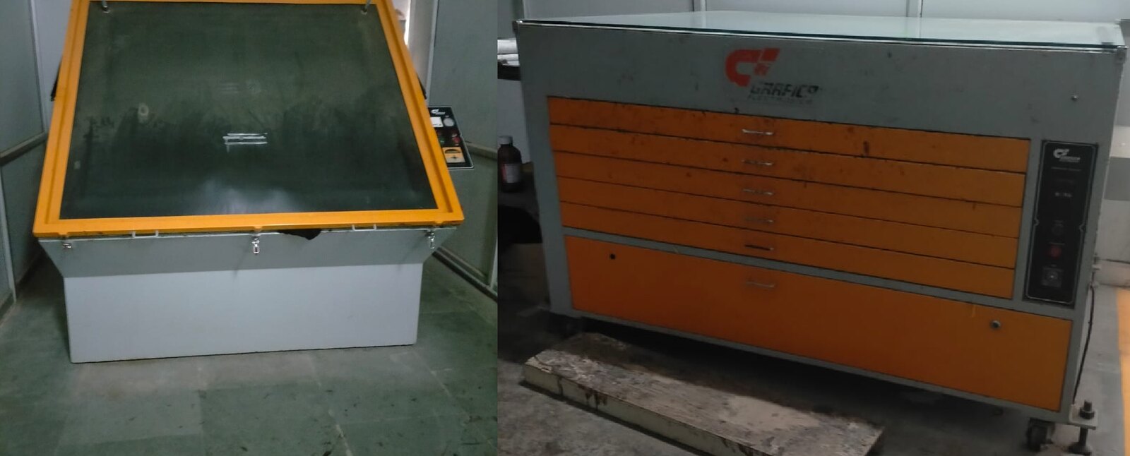 Screen exposing and developing room