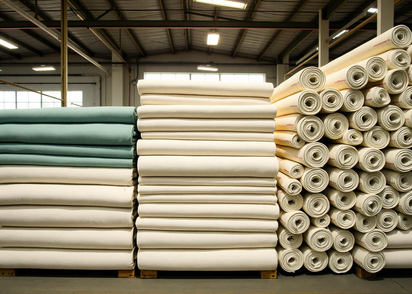 Fabric store with rolls of knitted cotton