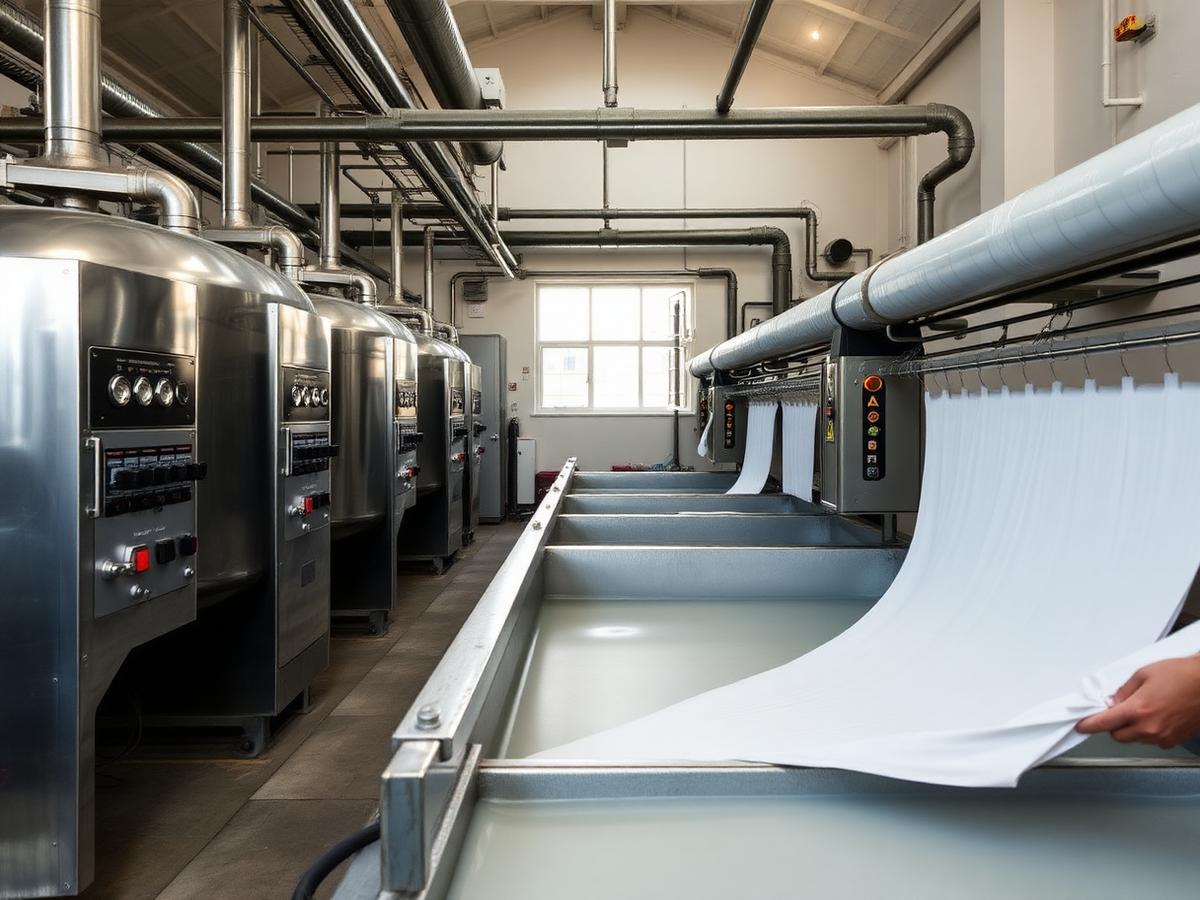 Fabric dyeing machines in a textile processing unit