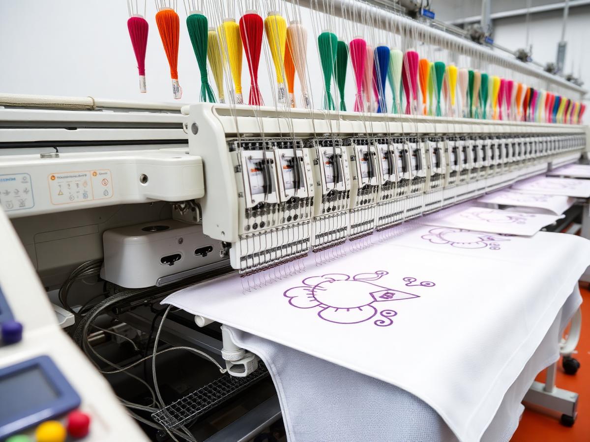 Computerised multi-head embroidery machine